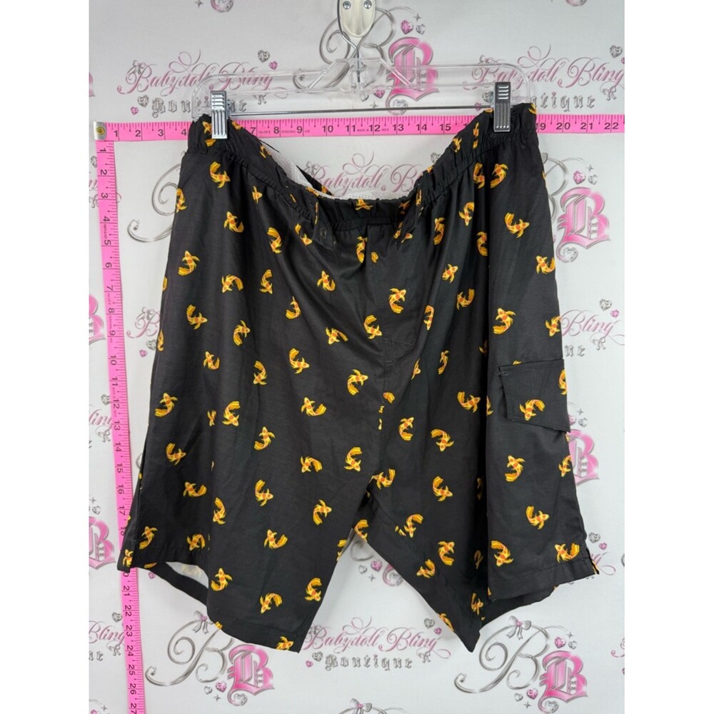 Sovereign Code shorts swim Men's Black Swim Board Shorts with Yellow Fish Print